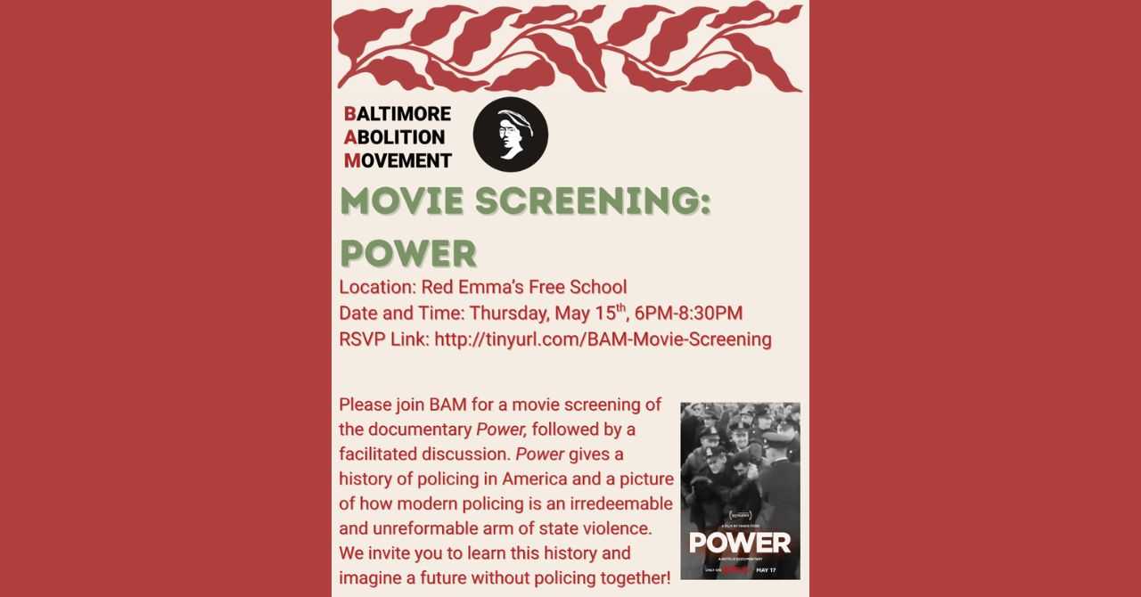 Screening: "Power" with Baltimore Abolition Movement