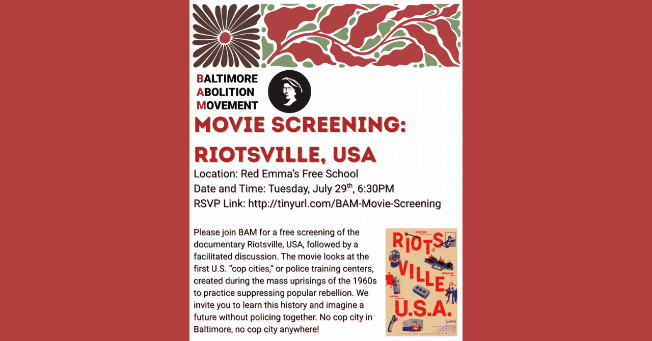 Screening: RIOTSVILLE, USA with Baltimore Abolition Movement