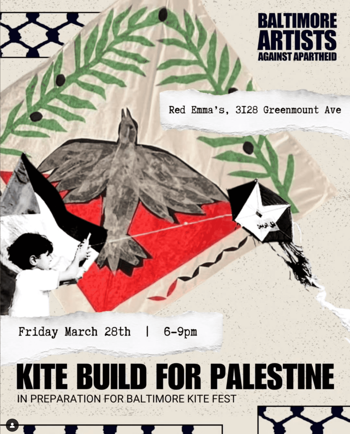 Kite Build for Palestine with Baltimore Artists Against Apartheid