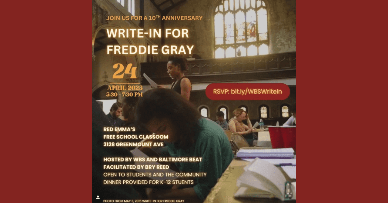 Writers in Baltimore School 10th Anniversary Write-In for Freddie Gray